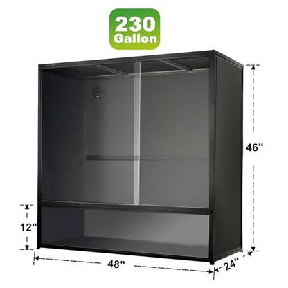 Reptile Tank 230 Gallon, 48"x24"x46" Large Reptile Enclosure for Bearded Dragon and Ball Python, Extra Tall Snake Terrarium with Front Opening Tempered Glass Door, Combination Lock - color: Black-230 Gallon