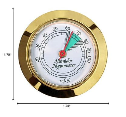 Medium Round Analog Hygrometer Humidity Gauge for Humidors - Color: Gold - color: Gold