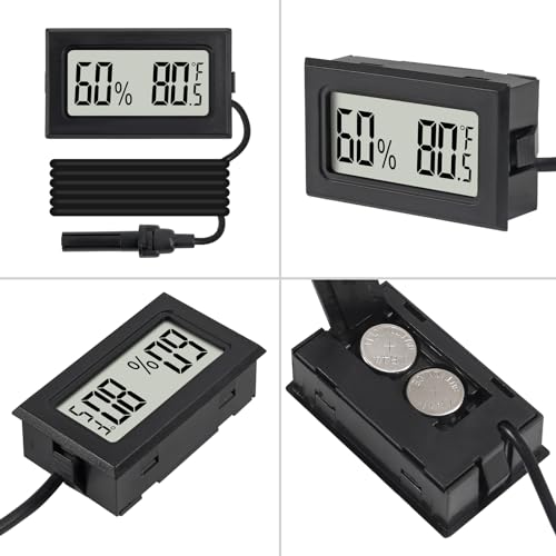3Pcs Mini Digital Thermometer Hygrometer with Probe Electronic Temperature Humidity Gauge Meters Indoor LCD Display Fahrenheit for Humidors,Greenhouse,Garden,Incubator Reptile Terrarium