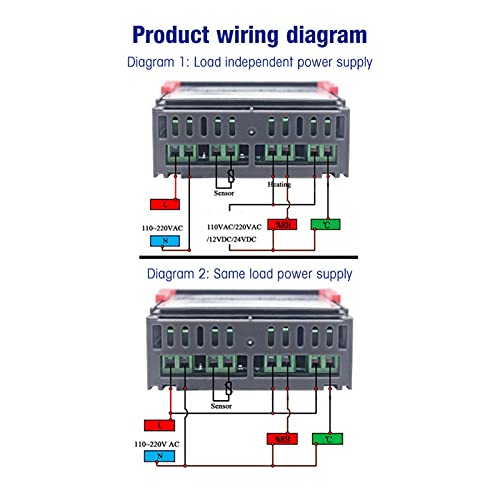 Temperature Controller STC 3028 12V Optional Integrated Sensor for Fermentation Reptile Incubation Home Brewing, 1°C Accuracy 0.1 Resolution Large Screen Display (24V) - size: 24V