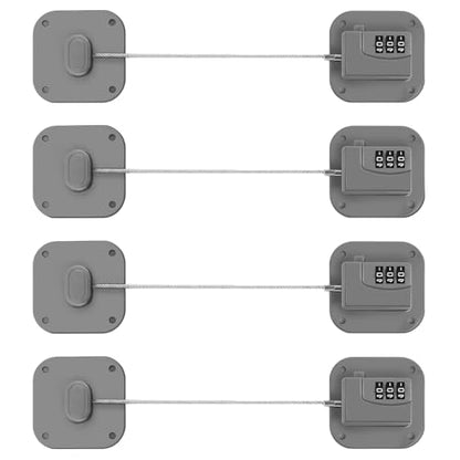 Refrigerator Lock, Heavy Duty Fridge Lock, Combination Lock for Refrigerator Cabinets, Drawers, Safety, Easy Install No Keys Needed (Grey-4Pack) - color: Grey-4Pack