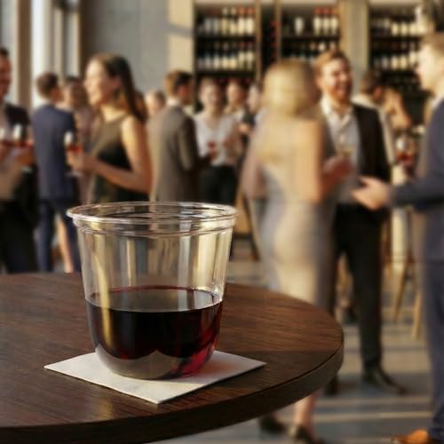 TOSSWARE GO 12oz Rounded Bottom PET Arc Cup - Premium Quality Food Safe - Clear U-Shape Plastic Cups - Disposable & Recyclable - Perfect for Parties, Home & Office - Set of 100