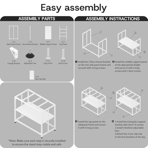 Fish Tank Stand,10 Gallon Heavy Duty Metal Aquarium Stands, Reptile Tank, Turtle Tank, Breeder Tank Stand, 220LBS Capacity Terrarium Stand Rack with 2-Tier Storage Shelves (White, 24.8"x9.2"x30") - color: White, size: (10 Gallon)24.8"x9.25"