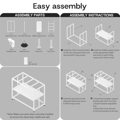 Fish Tank Stand, 40 Gallon Heavy Duty Metal Aquarium Stands, Reptile Tank, Turtle Tank, Breeder Tank Stand, 660LBS Capacity Terrarium Stand Rack with 2-Tier Storage Shelves (White, 36.5"x18.5"x29.5") - color: White, size: (40 Gallon)36.5"x18.5"
