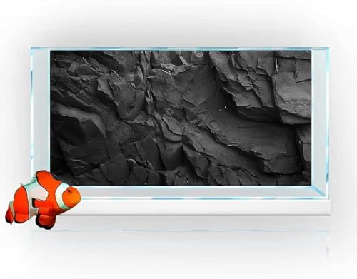 Stone Aquarium Background, Underwater Black Rock Fish Tank Background Rocky Terrarium Background, Polyester Background with 6 EVA Double-Sided Tapes 48x24 inches/120x60cm - color: Stone, size: 48"L x 24"W
