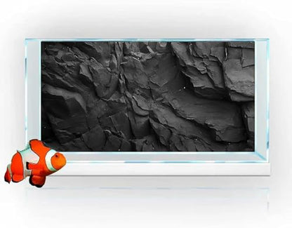 Stone Aquarium Background, Underwater Black Rock Fish Tank Background Rocky Terrarium Background, Polyester Background with 6 EVA Double-Sided Tapes 48x24 inches/120x60cm - color: Stone, size: 48"L x 24"W