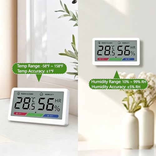 Digital Hygrometer Room Thermometer for Indoor Home Use, 3.08" Compact LCD Display, 15s Fast Refresh, 3-Color Comfort Indicator, High Accuracy Temperature Humidity Monitor