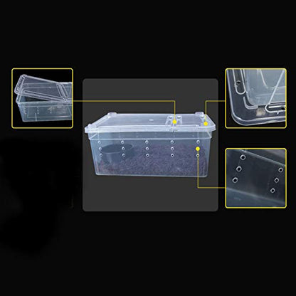 OMEM Portable Reptile Terrarium Habitat for Mini Pet Houses Breathable Holes Stackable Container (XS) - size: 1PCS-Clear-XS