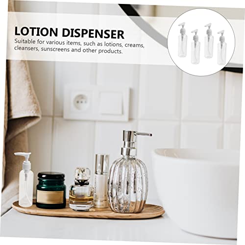 4pcs Cosmetic Water Bottle Mini Spray Bottles Bathroom Shower Container Shampoo Liquid Hand Liquid Hand Bottle Sample Case Terrarium Travel Pump Type White Clip Pump