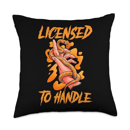 Snake Handling Gloves Reptile Herpetology Snake Handler Throw Pillow - size: 18x18