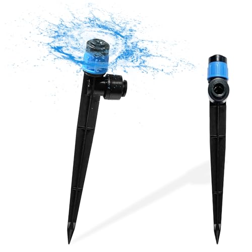 10PCS Push-to-Fit Drip Irrigation Emitters for 1/4 inch Irrigation Tubing, Adjustable 360 Degree Vortex Drip Emitters with Stake, Irrigation Dripper Sprinklers for Drip Irrigation System - size: 10PCS Drip Irrigation Vortex Emitters