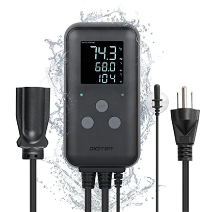 Reptile thermostat, Greenhouse Temperature Controller, Digital Waterproof Thermostat for Home Brewing Fermentation Breeding Incubation Greenhouse Terrarium, Heating & Cooling Outlet 110V 15A 1650W