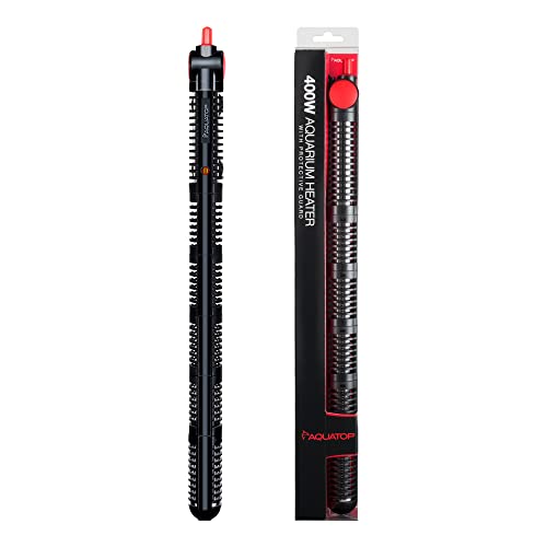 Aquatop 400W Premier Glass Heater with Protective Guard - Fully Submersible for Fish Tanks Up to 130 Gallons, 68-93F Adjustable Temperature Range, Fresh & Saltwater Use, Aquarium Heaters, HTG-400 - size: 400 Watts
