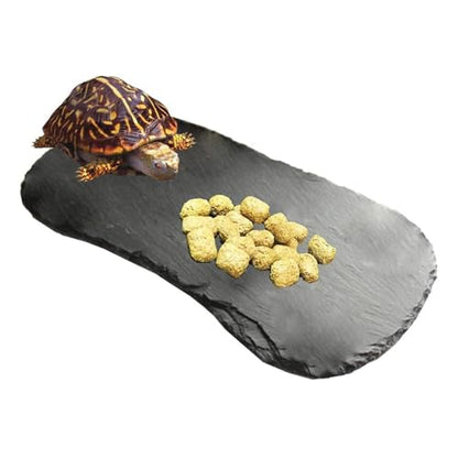 Tfwadmx Reptile Basking Platform,11''x5.5'' Tortoise Rock Plate Feeding Food Bowl Dish Feeding Slate Turtle Bathing Resting Platform for Lizard Gecko Bearded Dragon Chameleon Snake Frog - size: 11''x5.5''(1PCS)