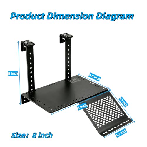 Adjustable Hanging Acrylic Turtle Basking Platform 8"x4.6" | Black Turtle Dock with Non-Slip Climbing Ramp, Fits 0.3"-2" Thick Aquarium Rims, High Water Level Basking Terrace for Aquatic Turtles & Reptiles M Size