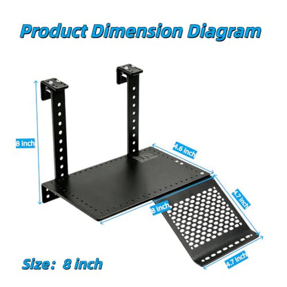 Adjustable Hanging Acrylic Turtle Basking Platform 8"x4.6" | Black Turtle Dock with Non-Slip Climbing Ramp, Fits 0.3"-2" Thick Aquarium Rims, High Water Level Basking Terrace for Aquatic Turtles & Reptiles M Size