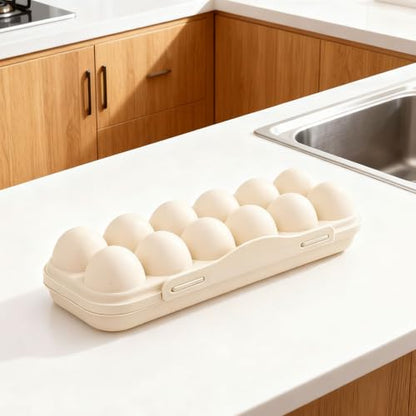 Portable Egg Storage Box With 18 Grids Egg Protector Case Tray Container Secure Egg Transport Outdoor Trips And Activities(12 Beige) - size: 12 Beige