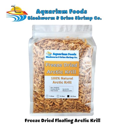 Arctic Krill, Freeze Dried for All Tropical & Pond Fish... 10.3oz Clear Bag | For Tropical Fish, Marines, Cichlids, Catfish, Oscars, Lg Cichlids, Monster Fish, Pond Fish, Aquatic & Land Turtles - size: 10.3 Ounce (Pack of 1)