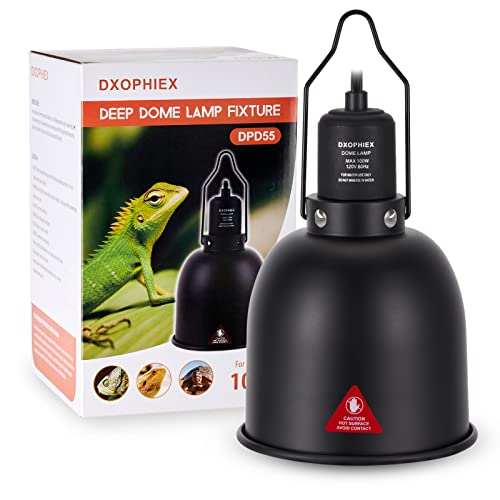 5.5inch Deep Dome Reptile Heat Lamp Reptile Light Fixture | UVB Light Fixture, Max 100W, For Bearded Dragon, Turtles, Snake and Lizard Terrarium - size: 5.5inch deep dome