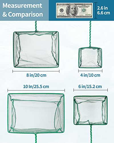 Pawfly Aquarium Fish Net with Braided Metal Handle Square Net with Soft Fine Mesh Sludge Food Residue Wastes Skimming Cleaning Net for Fish Tanks Small Koi Ponds and Pools - style: 6 Inch