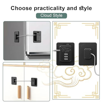 2-Pack Password Refrigerator Lock, Combination Child Proof Safety Lock，Baby Proofing fridge lock，Door Latches for Fridge Cabinet Drawer Closet, Freezer Lock No Keys Needed (Black)