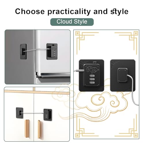 2-Pack Password Refrigerator Lock, Combination Child Proof Safety Lock，Baby Proofing fridge lock，Door Latches for Fridge Cabinet Drawer Closet, Freezer Lock No Keys Needed (Black)