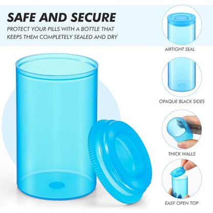 Jovitec 100 Pcs Plastic Film Canister Holder 35 mm Empty Camera Reel Containers Storage Containers Case with Lids for Small Accessories Fish Hook Film Beads(Blue) - color: Blue