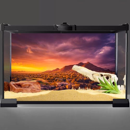 36x18 in Desert Mountain Terrarium Backdrop Oasis Reptile Habitat Backdrop | AWERT Golden Sunset Oasis Gobi Durable Polyester Background - size: 36x18in/90x45cm