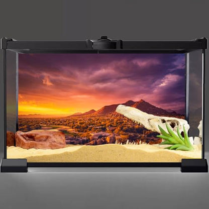 36x18 in Desert Mountain Terrarium Backdrop Oasis Reptile Habitat Backdrop | AWERT Golden Sunset Oasis Gobi Durable Polyester Background - size: 36x18in/90x45cm