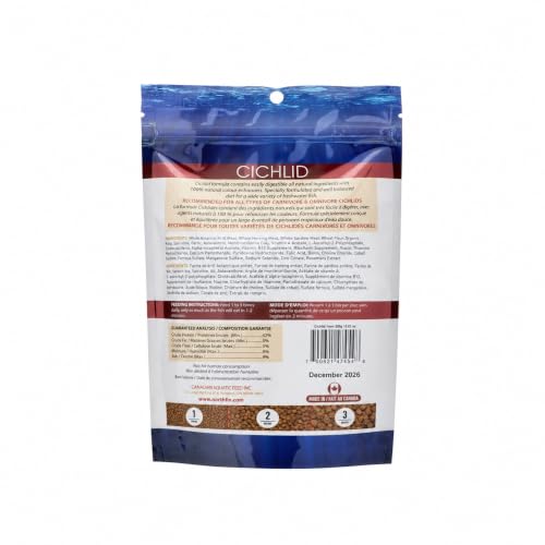 Northfin Cichlid Fish Food, Slow-Sinking Pellets, 1mm, 250g | Cichlid Formula; slow-sinking pellets for carnivorous & omnivorous cichlids; whole Antarctic krill meal; crafted in Canada - size: Net Wt: 250g, style: 1mm