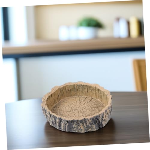 Mipcase Tortoise Hide Gecko Accessories Reptile Supplies Resin Feeding Bowl Natural Tree Stump Shape Reptile Food Storage Container Water Feeder