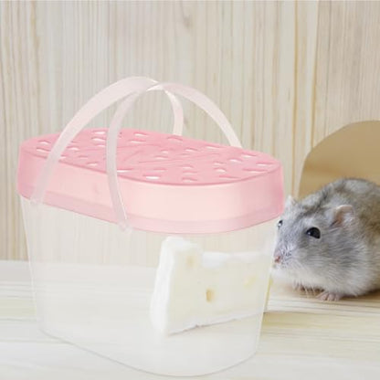 POPETPOP 2PCS Portable Plastic Hamster Carrier Boxes Lid Handheld Reptile Containers for Small Pets Turtles and Travel