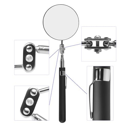 360 Rotating Telescopic Inspection Mirror - Mechanics Car Mirror on a Stick with Lights and Extendable Mechanic Tool for Automotive