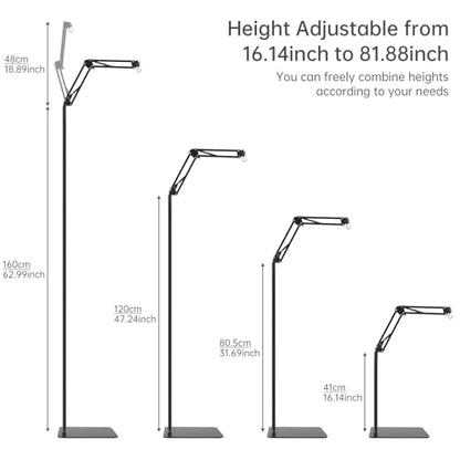 RTNLIT Reptile Lamp Stand - 16.14" to 81.88" Adjustable Height | 360° Swing Arm, Up to 6 Pounds, Metal Bracket Floor Heat Light Holder, For Bearded Dragon Lizards Turtles Snake and Chicks - size: 16-inch to 82-inch