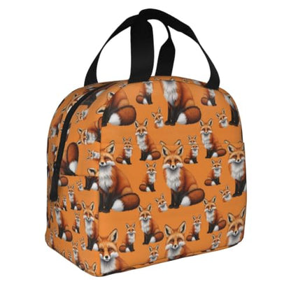 Adult Snow Foxs Print Insulated Lunch Tote Reusable | Snow Foxs, Polyester Thermal Insulation Tote, Zipper Closure for Travel, Gym & Picnic - color: Pattern (848)