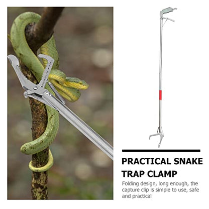 Reptile Tongs Snake Grabber,59-inch Aluminum Alloy，Easy to Carry, Foldable and Light with Wide Jaw, Stainless Steel Professional Outdoor Catch