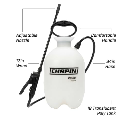 Chapin 1-Gallon Pump Sprayer, Easy Use for Home & Garden | Durable lightweight tank; ideal for weed control, plant care and cleaning with adjustable nozzle, long hose and easy pump - size: 1 Gallon Sprayer