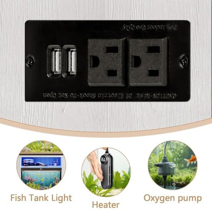 4ever2buy 55-75 Gallon Fish Tank Stand, Aquarium Stand with Storage, White | 52 x 20 In Top, Farmhouse Turtle Tank Stand, 2 Drawers & 2 Barn Doors, LED Light, Power Outlets, Shelf Storage, Heavy Duty - color: White