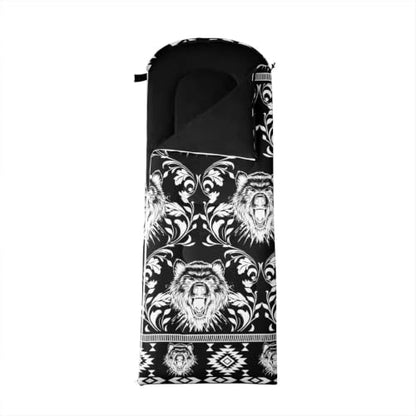 Erosebridal Longhorn Cow Skull Gothic Witchy Damask Sleeping Bag for Kids Camping Blanket for Hiking Travel Hunting Sleep Bag - color: Black and White Grizzly Bear