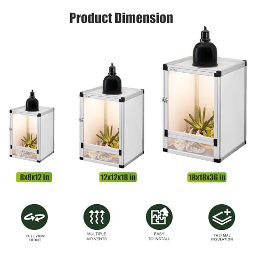 Jumping Spider Enclosure, Small Reptile Cage Hatching Habitat, Toxirium 8" x 8" x 12" Screen & Acrylic Doors, Ventilated Terrarium for Lizards, Snakes, Frogs, Easy Assembly, Two Doors