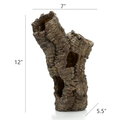 Reptile Hides Cave, Fish Tank Decor Tree Trunk Reptile Aquarium Decorations | 12’’ Large Aquarium Decor, Bark Texture Resin Ornament for Reptile Fish Tank 10+ Gal, Hideout for Fish Lizard Leopard Gecko