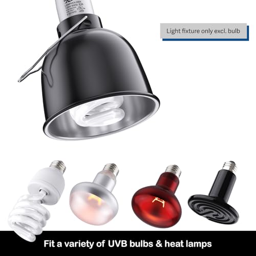 MRREPTILE Reptile Light Fixture – 5.5'' Deep Dome Lamp with Ceramic Socket – Dual Use for Heat Emitter & Basking Bulbs & UVB Bulbs – Ideal for Bearded Dragon, Snake, Chameleon, Turtle & Terrarium - style: 5.5'' Deep Dome