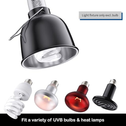 MRREPTILE Reptile Light Fixture – 5.5'' Deep Dome Lamp with Ceramic Socket – Dual Use for Heat Emitter & Basking Bulbs & UVB Bulbs – Ideal for Bearded Dragon, Snake, Chameleon, Turtle & Terrarium - style: 5.5'' Deep Dome