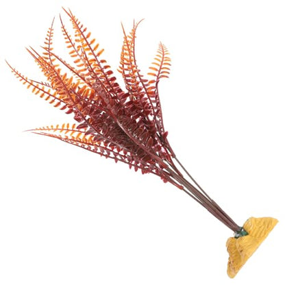 GLEAVI Artificial Reptile Tank Plants for Gecko and Tortoise Enclosure, Realistic Yellow Autumn Fern Plastic Terrarium Ornament Leaves for Snake Habitat Accessories