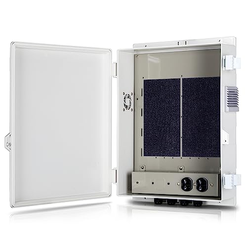 Namunanee Outdoor Electrical Junction Box with High Power Outlet, ABS Water Resistant Enclosure with Internal Mounting Panel & Hinged Cover (16" H* 12" L* 4" W) - size: 16"H x 12"L x 4"W & Outlet
