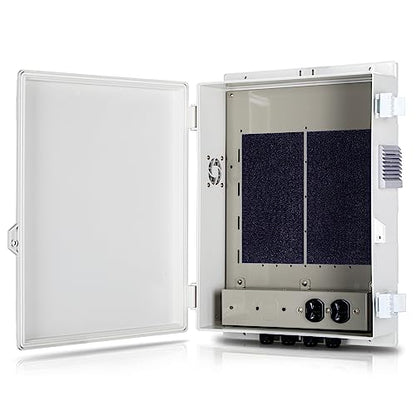 Namunanee Outdoor Electrical Junction Box with High Power Outlet, ABS Water Resistant Enclosure with Internal Mounting Panel & Hinged Cover (16" H* 12" L* 4" W) - size: 16"H x 12"L x 4"W & Outlet