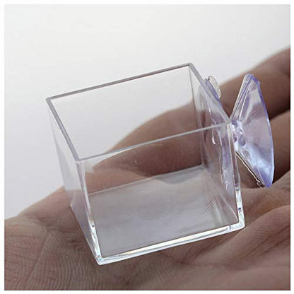 4pcs mini Insect Water Dish, Transparent Plastic, Small Reptile Feeding Feeder, Crickets Pet Worm Cups Spider Gecko Butterfly Mantis Beetle Bowl Set | Wall Mounted Reptile Food Dish And Water Bowl Set For Small Lizard, Mantis And Jumping Spider, Animals E
