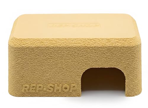 Rock Textured Reptile Hideout Shelter for Easy Shedding, PLA Material, Smooth Interior, Ventilated Hide for Gecko, Snake, Rock Sand Yellow - color: Rock Sand Yellow