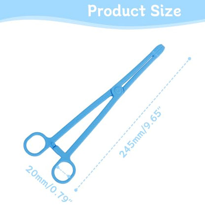 Reptile Feeding Tongs 9.6 Inch Long Plastic Feeding Tool for Live Insects | Long plastic feeding tweezers for reptiles, snakes and exotic pets with controlled handling of feeder insects - color: Light blue