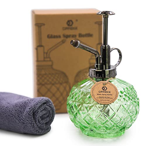 OFFIDIX Plant Mister, Mister Spray Bottle for Plants,Glass Spray Bottles with Plastic Bronze Plastic Top Pump,300ML Small Watering Can for Gardening, Cleaning (Light Green) - color: F-Light Green